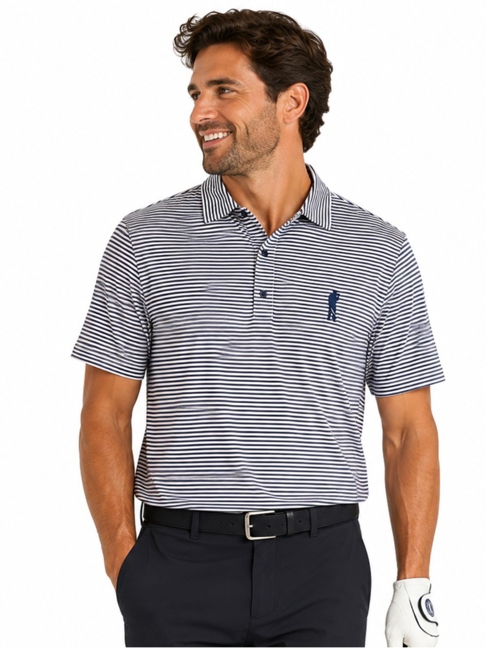 U Suck At Golf Polo Shirt Mens size XL Blue Striped Short Sleeve Preppy Office